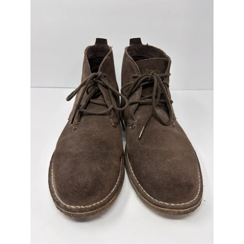 L.L Bean Chukka Boots Men Suede Leather Lace Slip on Brown Size 13 Wide